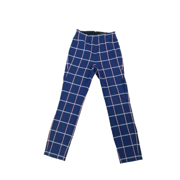 Rag & Bone Simone Cotton High Rise  Blue Plaid Slim Cropped Pants Size 4 - Picture 1 of 16